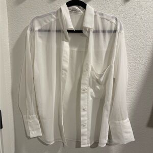 Abercrombie & Fitch White Womens Oversized Button Down Shirt